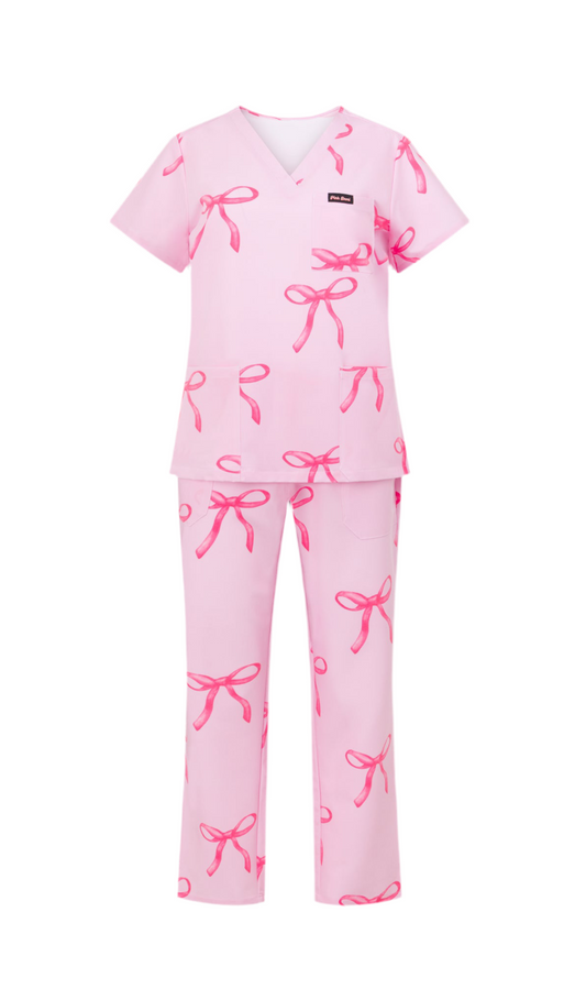 Blush bow scrub set